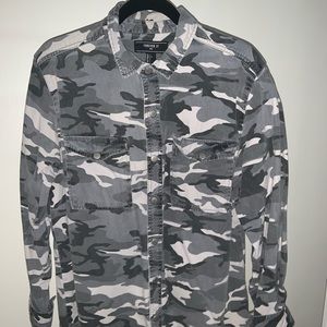 Oversized camo button down